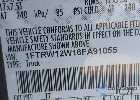 2006 Ford F-150 Xlt from USA, damaged, VIN 1FTRW12W16FA91055